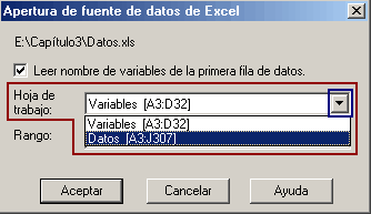 Hoja de Trabajo para importacion de Datos desde Excel a SPSS