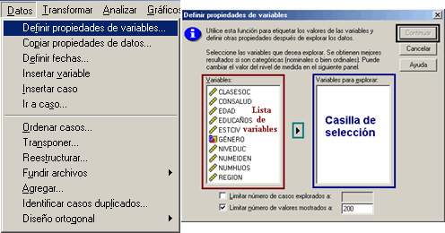 Abrir Procedimiento Definir Propiedades de variables de SPSS en Español