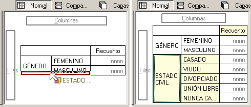 Apilar variables en el modo Vista normal del generador de tablas personalizadas de SPSS