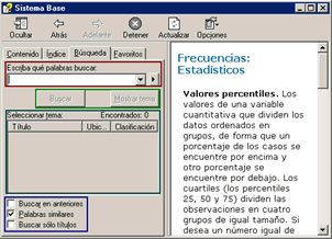Pestaña Busqueda - Ayuda TEMAS de SPSS en Español