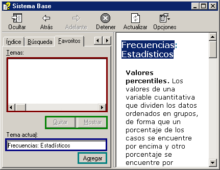 Pestaña Favoritos - Ayuda Temas de SPSS en Español