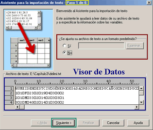Asistente de importacion de archivos planos de SPSS