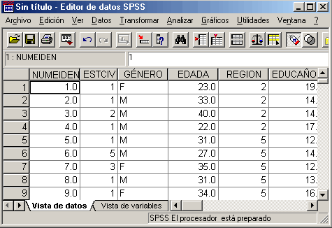 Archivo resultante de la importacion de los datos del archivo plano