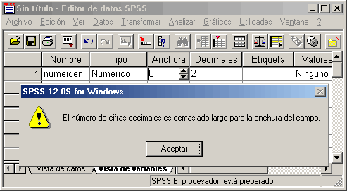 Alerta sobre el ancho de la variable