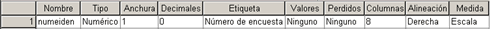 Propiedades de La variable Numero de Encuesta - Definir Variables en SPSS