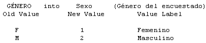Informe de los Valores Recodificados dentro de la nueva variable - Recodificacion Automatica de SPSS
