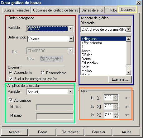 Opciones de los graficos de SPSS - Pestaña Opciones del generador de graficos de SPSS