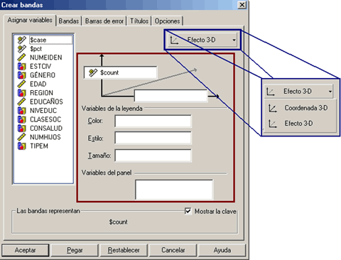 Grafico de Bandas de SPSS - Ventana principla del procedimiento Grafico de Bandas de SPSS