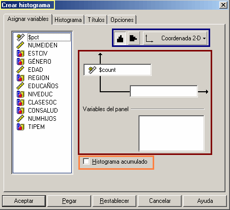 Histograma de SPSS - Ventana principal del Grafico Histograma de SPSS