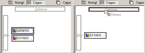Vista compacta - Variables apiladas y modificar ubicacion de las varibales para apilar en las Columnas - Tablas personalizadas de SPSS