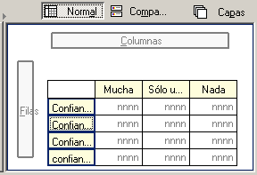 Definir ubicar las categorias en la dimension de las Columnas - Tablas personalizadas para variables con categorias compartidas