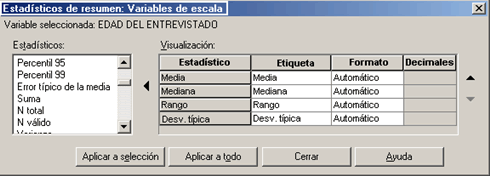 Estadisticos para variables Cuantitativas o de Escala - Generando Resumenes con variables Cuantitativas en las tablas personalizadas de SPSS